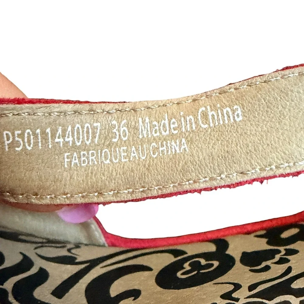 Fly London Wako Shoes Mary Jane Women 36 US 5.5 Red‎ P501144007 Wedge Retro Boho